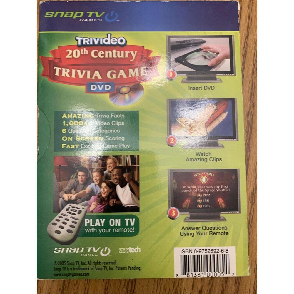 Trivideo 20th Century Trivia Game DVD, 2005 TV Games Interactive FREE SHIPPING! - Picture 3 of 4